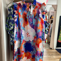 Boho chic purple orange white dress