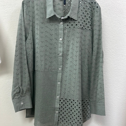 FDJ button up eyelet shirt fern