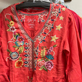 Caite spicy orange embroidered dress