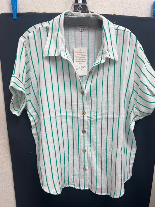Toofan white green stripe gauze shirt