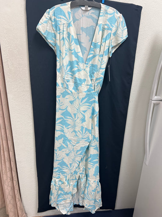 Tribal XIX Palms Molokai blue cream floral wrap dress