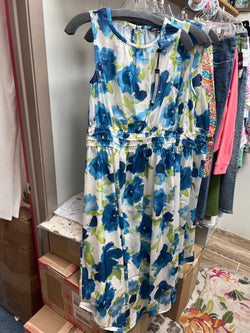Charlie B blue lime watercolor print dress