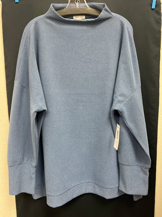 Tribal funnel neck tunic blue jay