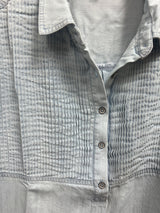 Tribal chambray pleated tunic