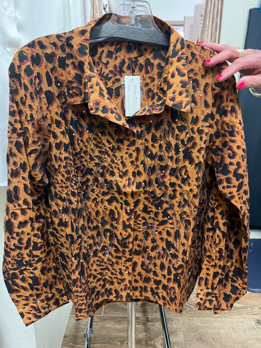 AZI leopard bling shirt