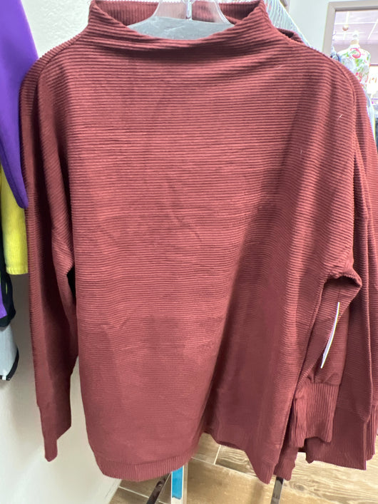 Tribal funnel neck tunic rum