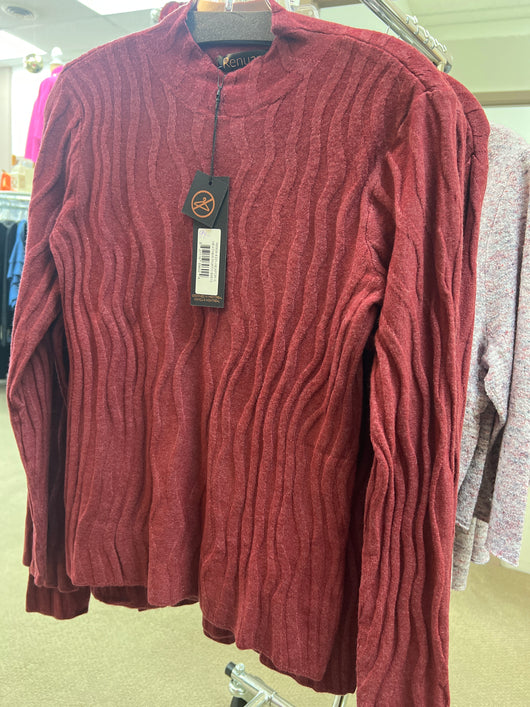 Renuar textured mock neck top heather porto
