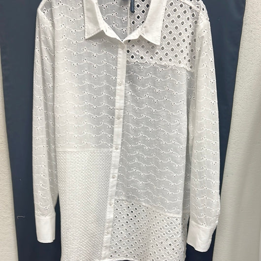 FDJ eyelet button up shirt white
