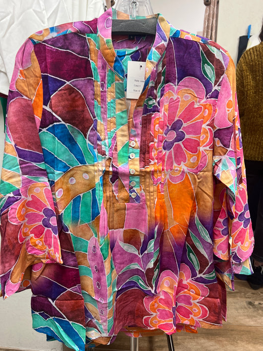 Lior purple pink multi pleated Jules top