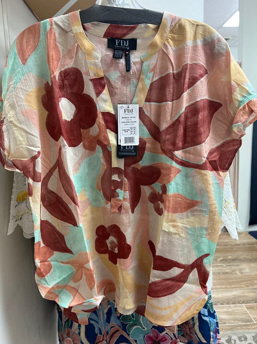 FDJ camo floral rust & yellow top