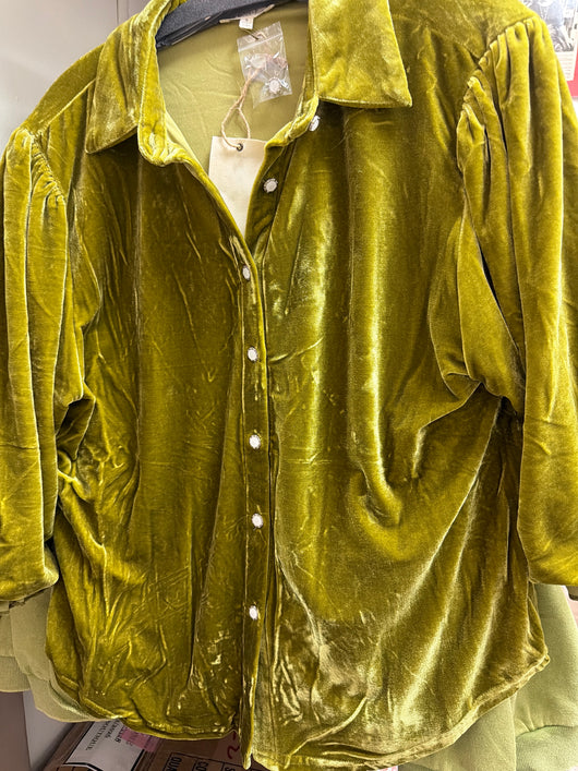 Easel Velvet Green Tea Top