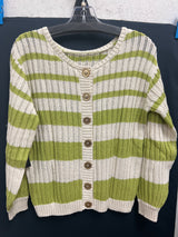 Tribal pistachio stripe sweater / cardigan