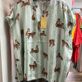 Entro mint green stripe tiger shirt