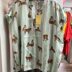 Entro mint green stripe tiger shirt