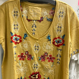 Caite yellow embroidered shirt