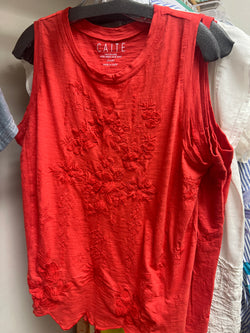 Caite spicy orange embroidered nell tank