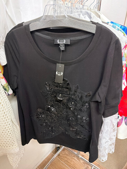 AZI black flower top