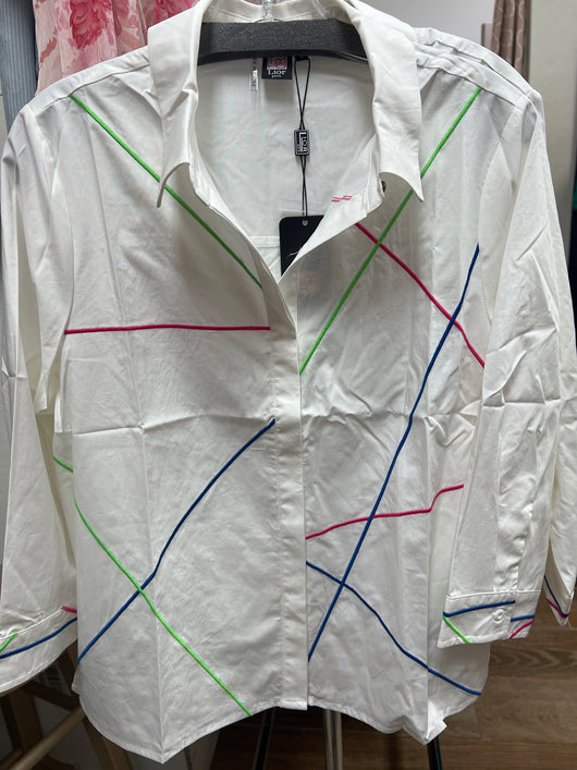 Lior white embroidered stripes Elaine shirt
