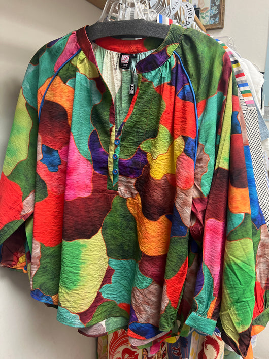 Lior balloon sleeve multi blouse