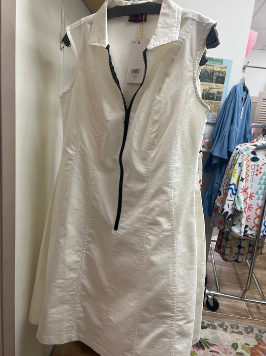 Isle white denim sleeveless ponto dress