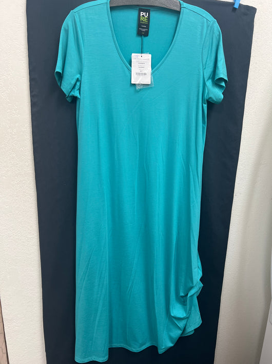 Pure s/s v neck dress Caribbean blue
