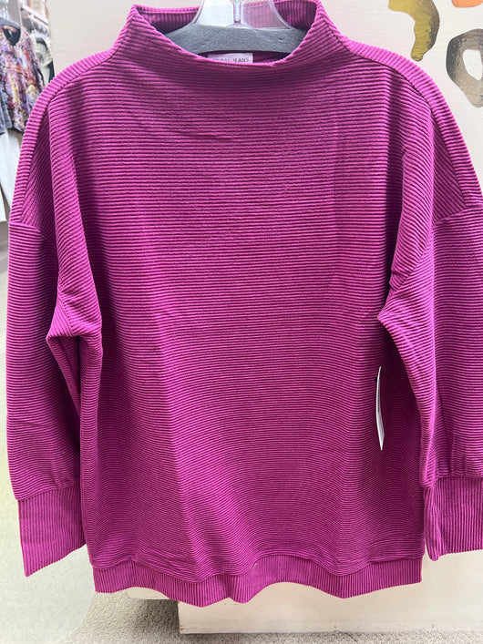 Tribal funnel neck tunic deep magenta