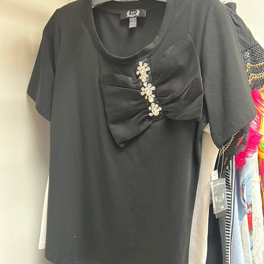 AZI black bow Sadie top