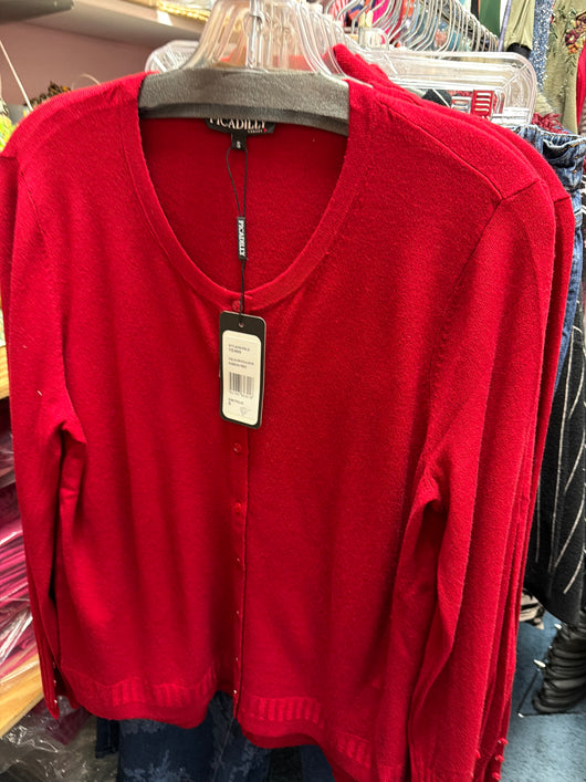Picadilly Ribbon Red Knit Cardigan