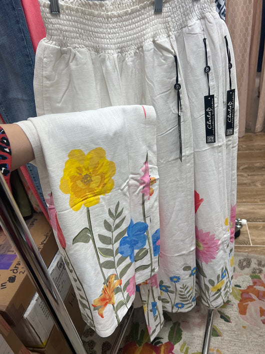 Charlie B summer print floral linen pants