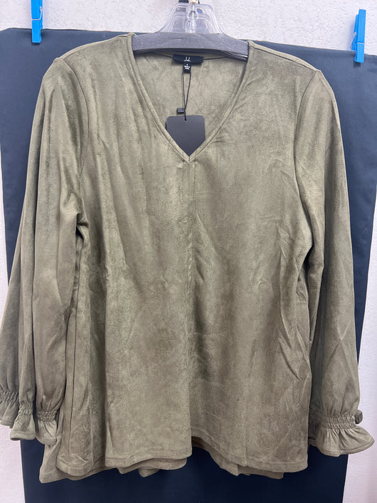 JOH suede v neck blouse olive green