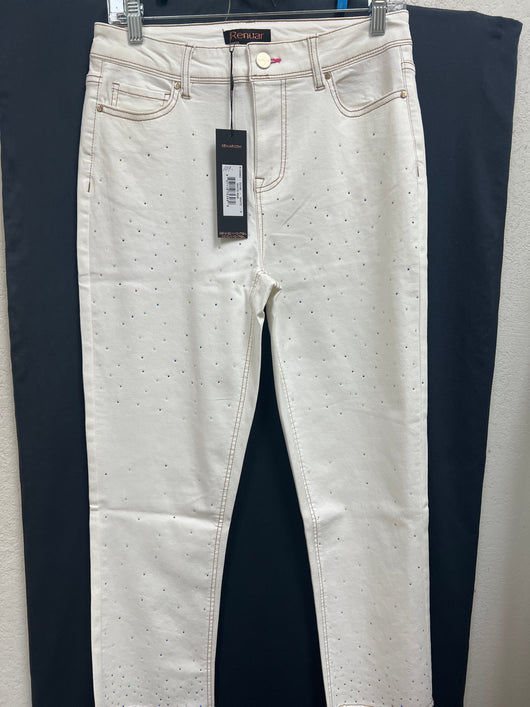 Renuar white multi rhinestone jeans
