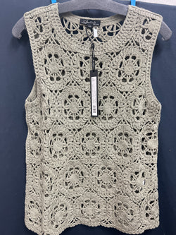 Charlie B celadon green crochet tank