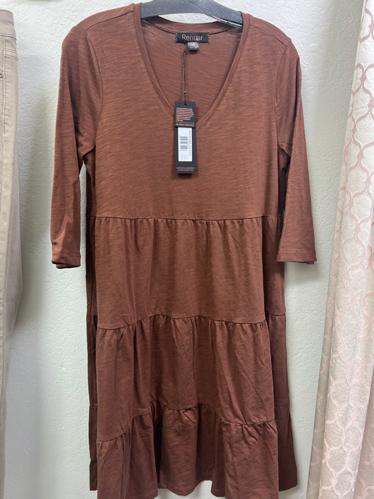 Renuar tiered dress coco brown