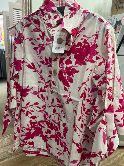 Toofan pink print wire collar shirt