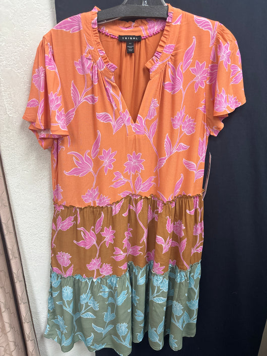 Tribal Floral Flutter Color Block Dress