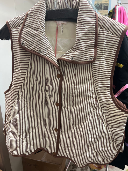 Entro brown stripe button up vest