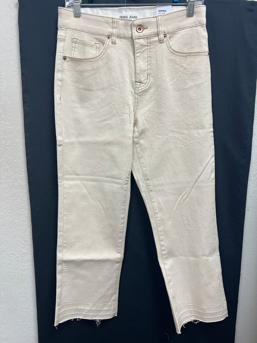Tribal micro flare crop jeans ecru