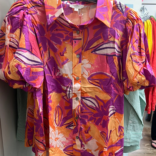 Entro purple orange floral shirt