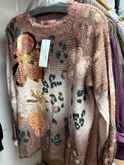 Amorosa Camel Foiled Sweater
