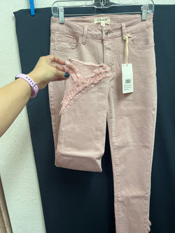 Charlie B quartz pink fray ankle jeans