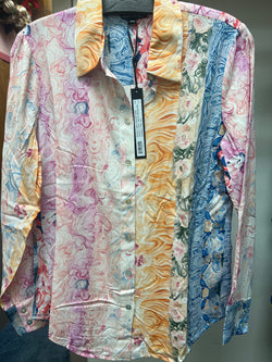 Charlie B wallpaper multi print button up blouse