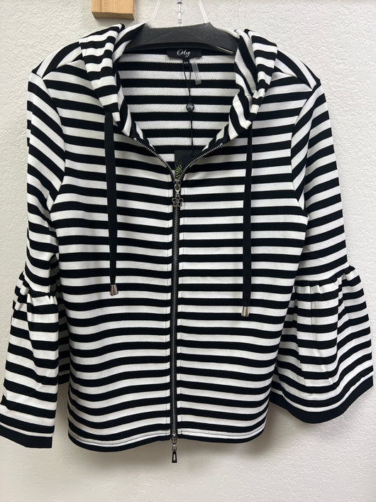 Orly black & white stripe peplum sleeve jacket