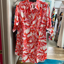 Boho chic orange white pink dress