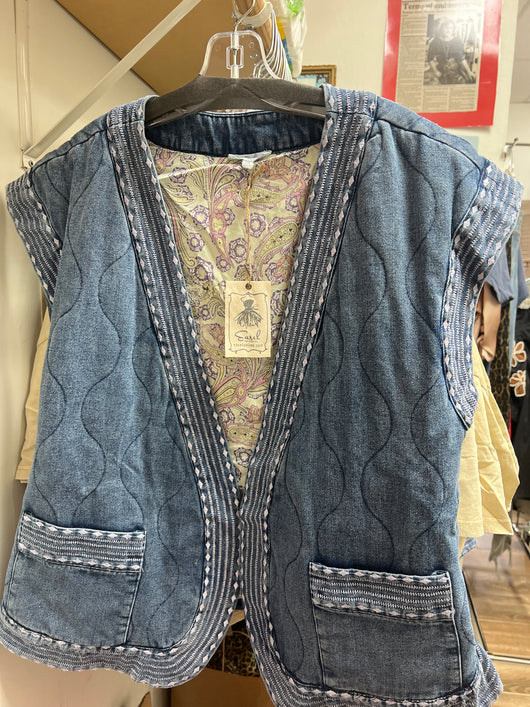 Easel quilted denim vest