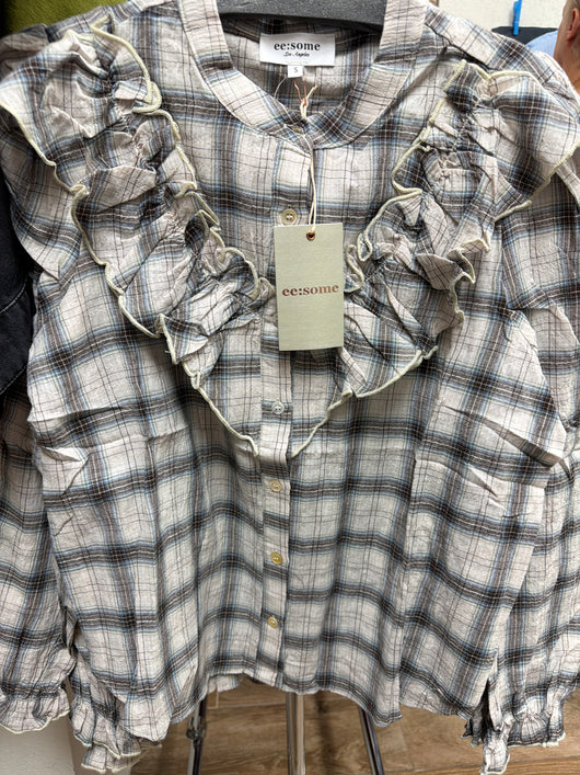 ee:some Plaid Ruffle Top