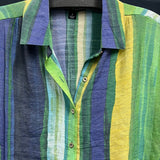 Zac & Rachel green blue stripe shirt