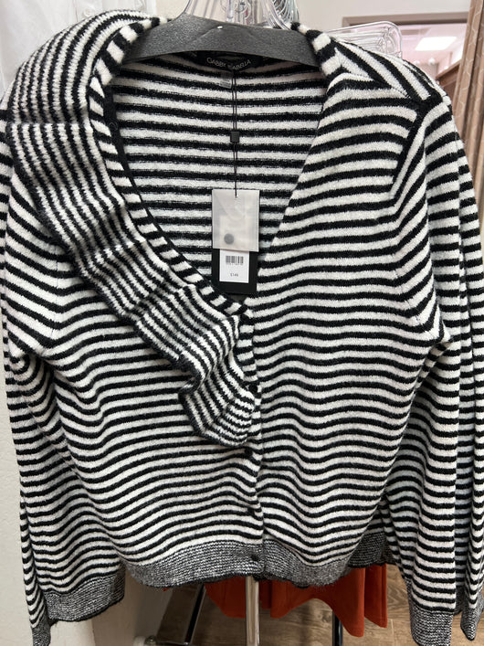 Gabby Isabella black white stripe ruffle cardi