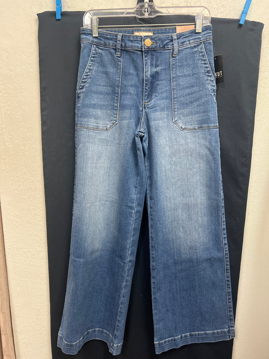 KUT medium wash meg high rise wide leg jeans