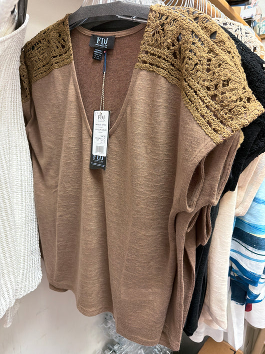 FDJ cap sleeve crochet top- henna