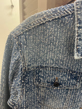 Picadilly textured rhinestone light denim jacket